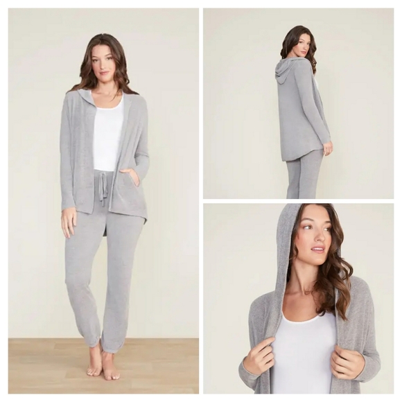 Barefoot Dreams CozyChic Ultra Lite Hooded Seashore Cardigan Dove Gray Size XL - Picture 1 of 6